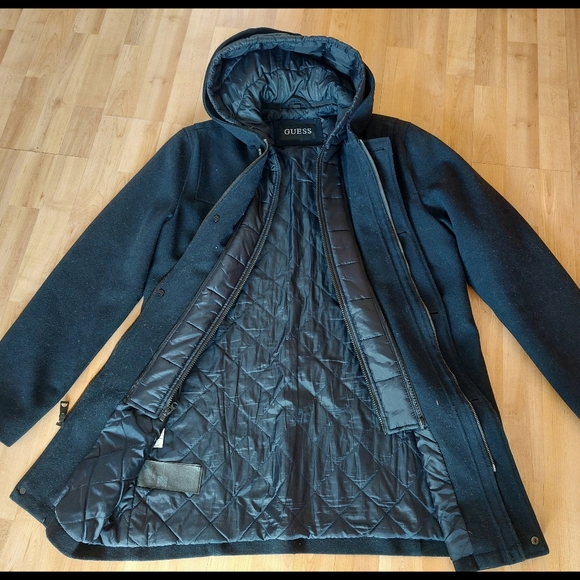 Guess Men's  Wool-Blend Insulated Quilted Coat Jacket Size M - Picture 2 of 10